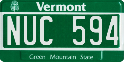 VT license plate NUC594