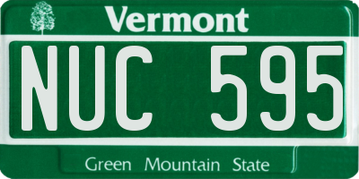 VT license plate NUC595