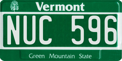 VT license plate NUC596