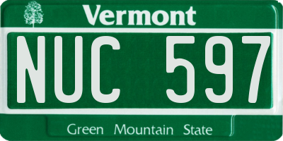 VT license plate NUC597
