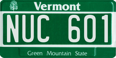 VT license plate NUC601