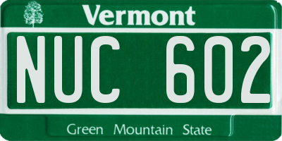 VT license plate NUC602
