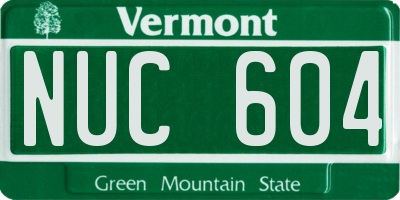 VT license plate NUC604