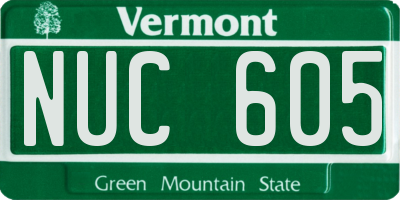 VT license plate NUC605