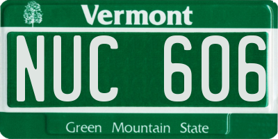 VT license plate NUC606