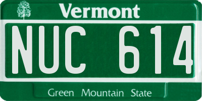 VT license plate NUC614