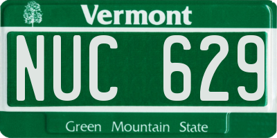 VT license plate NUC629