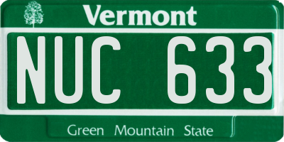 VT license plate NUC633