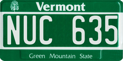 VT license plate NUC635