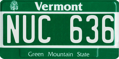 VT license plate NUC636