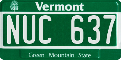 VT license plate NUC637