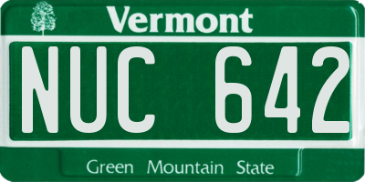 VT license plate NUC642