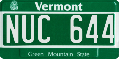 VT license plate NUC644