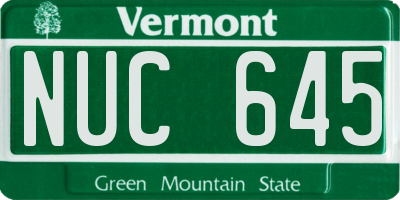 VT license plate NUC645