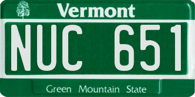 VT license plate NUC651