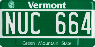 VT license plate NUC664