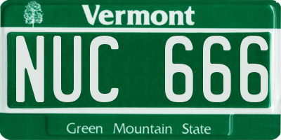 VT license plate NUC666
