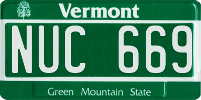 VT license plate NUC669