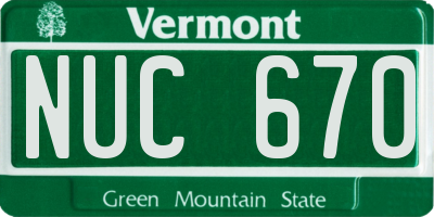 VT license plate NUC670