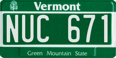 VT license plate NUC671
