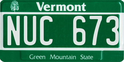 VT license plate NUC673