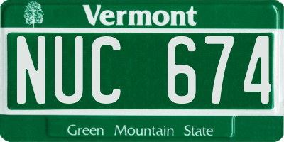 VT license plate NUC674