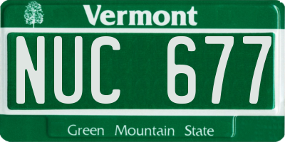 VT license plate NUC677