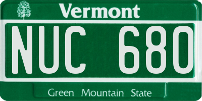 VT license plate NUC680