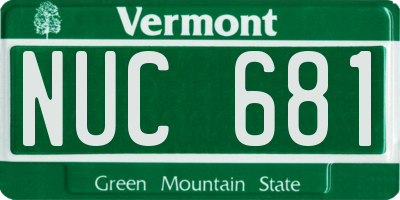 VT license plate NUC681