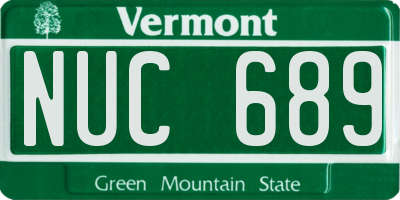 VT license plate NUC689