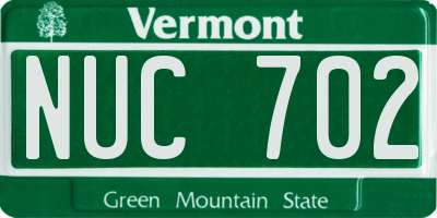 VT license plate NUC702