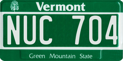 VT license plate NUC704
