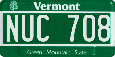 VT license plate NUC708