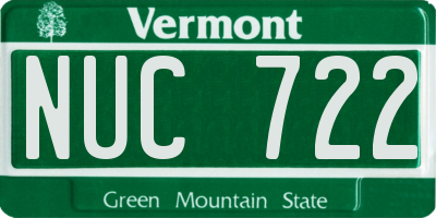 VT license plate NUC722
