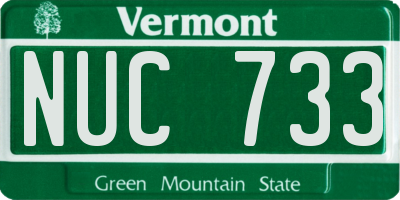 VT license plate NUC733