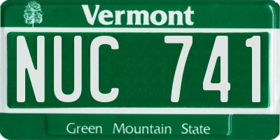 VT license plate NUC741