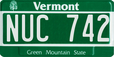 VT license plate NUC742