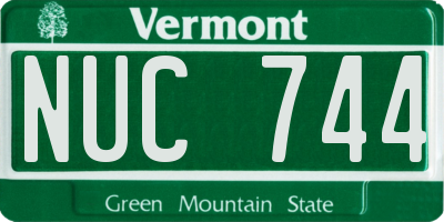 VT license plate NUC744