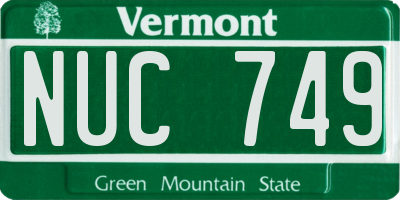 VT license plate NUC749
