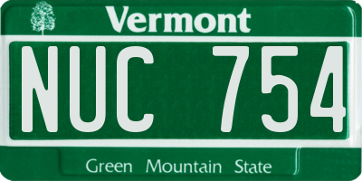 VT license plate NUC754