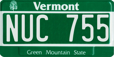 VT license plate NUC755