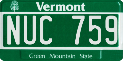 VT license plate NUC759