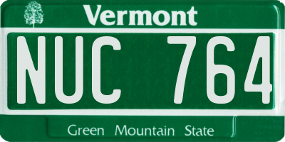 VT license plate NUC764