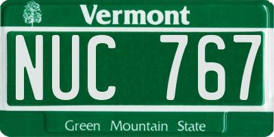 VT license plate NUC767