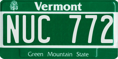 VT license plate NUC772