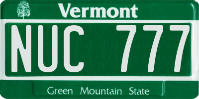 VT license plate NUC777