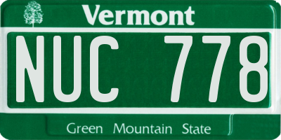 VT license plate NUC778