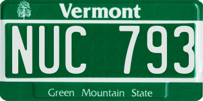 VT license plate NUC793