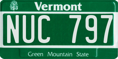 VT license plate NUC797
