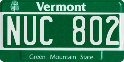 VT license plate NUC802